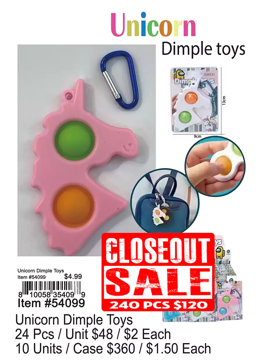 Unicorn Dimple Toys - Closeout 240 Pcs.